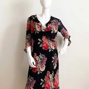 Lauren Ralph Lauren Silk Chiffon Floral Wrap Dress